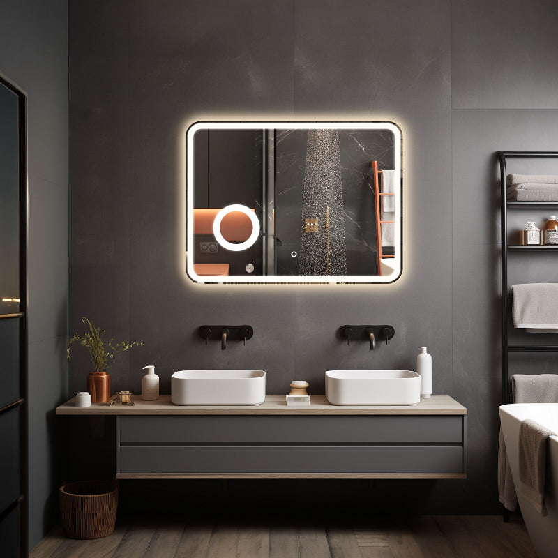 LED Bathroom Mirror with 3X Magnifier, Anti-Fog