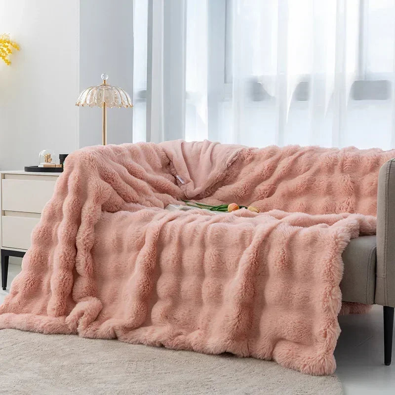 Plush Faux Fur Throw Blanket, Winter Warmth