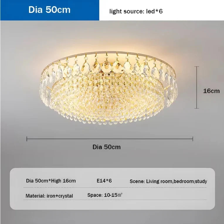 Crystal LED Ceiling Chandelier, Gold