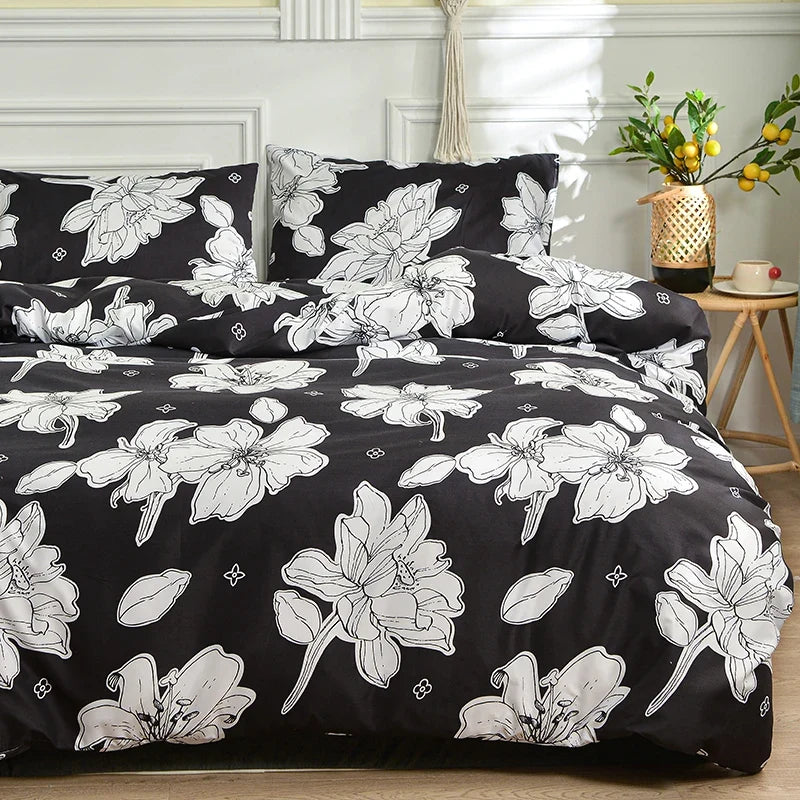Black and White Duvet Cover Set with Pillowcases