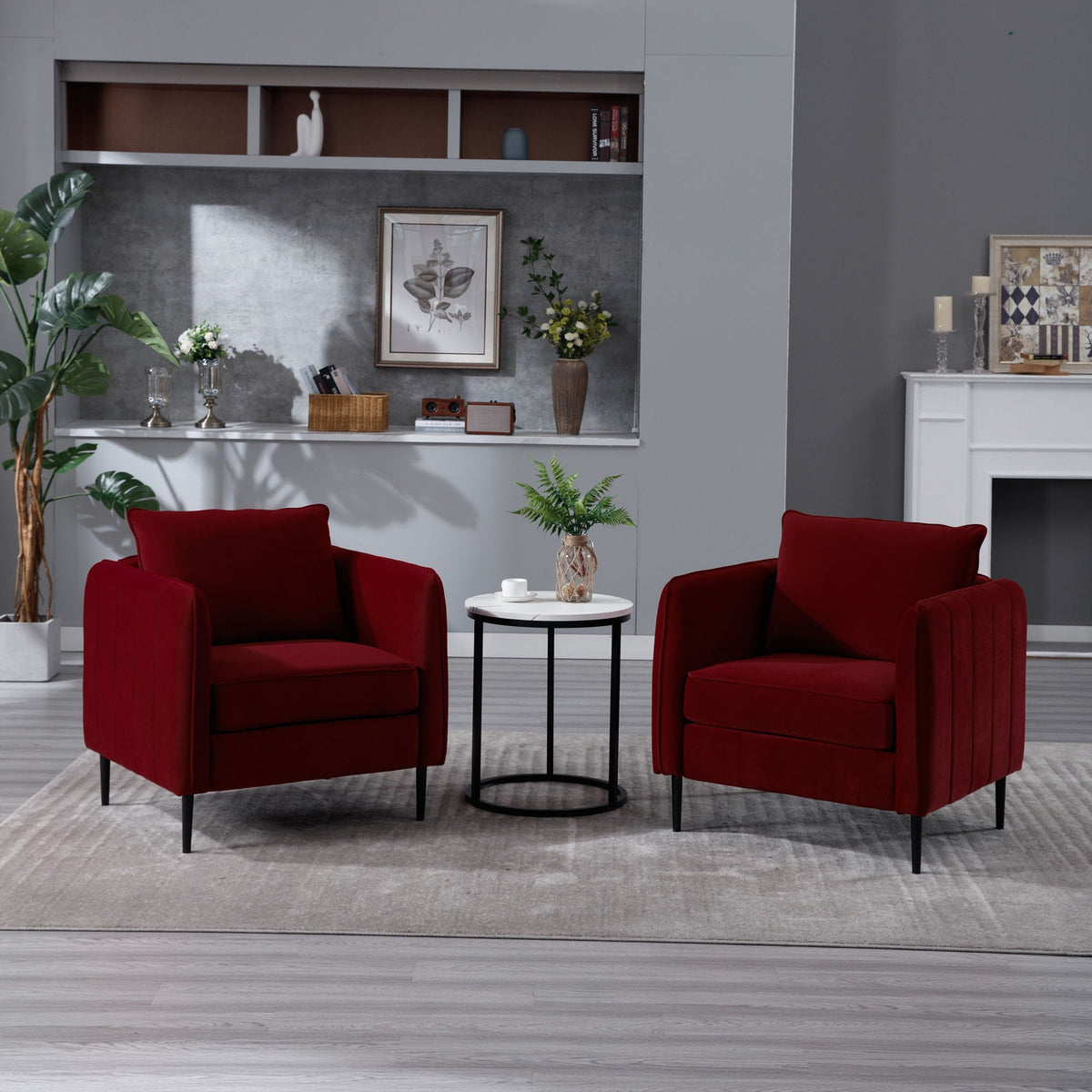 Mid-Century Accent Chair with Pillow