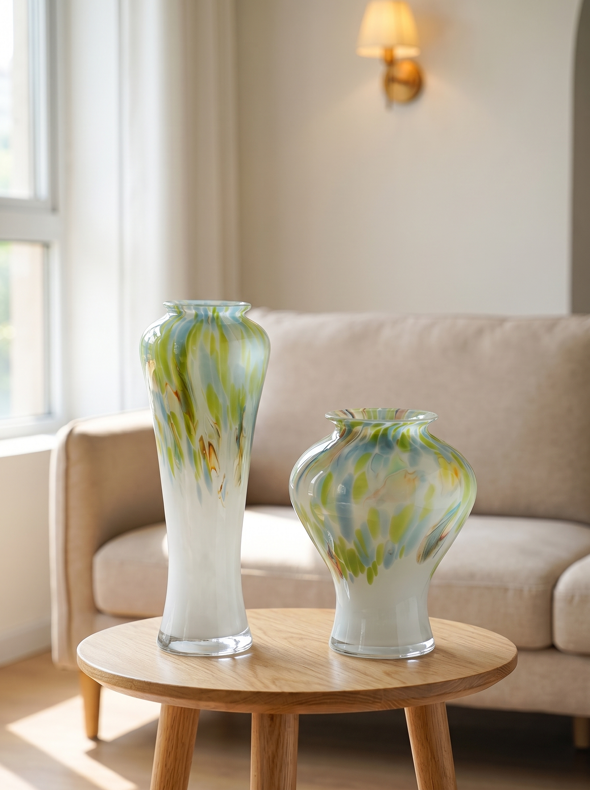 French glass vase light luxury glazed ornament living room bedroom study flower arrangement retro home decoration art in use