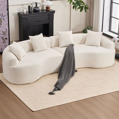 Curved 4 Seater Fabric Sofa, All-Foam Build
