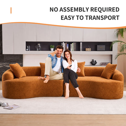 Curved 4 Seater Fabric Sofa, All-Foam Build