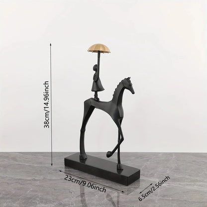 Cast Iron Horse Sculpture, Tabletop Decor