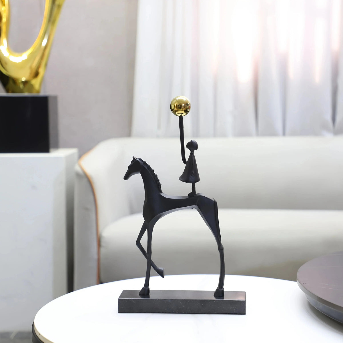 Cast Iron Horse Sculpture, Tabletop Decor