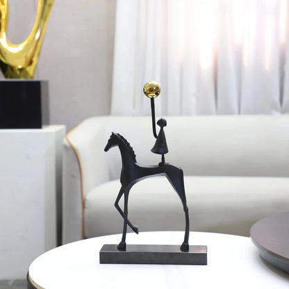 Cast Iron Horse Sculpture, Tabletop Decor