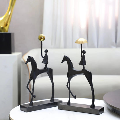Cast Iron Horse Sculpture, Tabletop Decor
