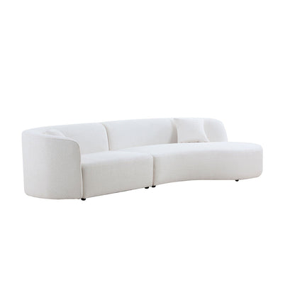Curved Sofa with Chaise, Boucle Upholstery