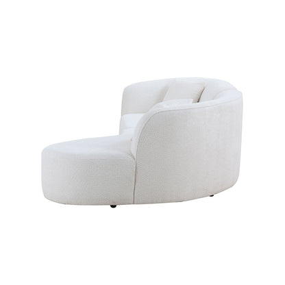 Curved Sofa with Chaise, Boucle Upholstery