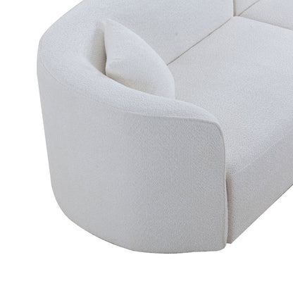 Curved Sofa with Chaise, Boucle Upholstery