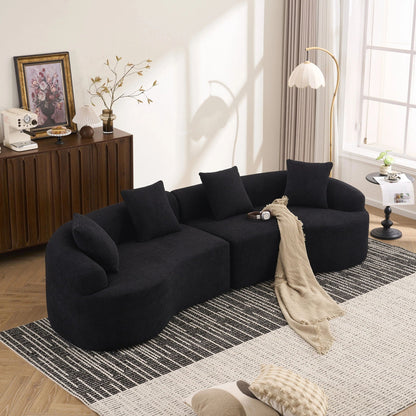 Curved 4 Seater Fabric Sofa, All-Foam Build