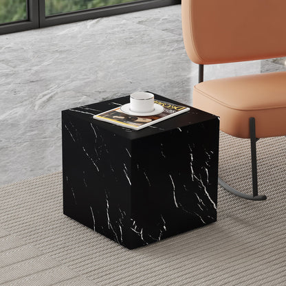 Marble Texture Cube Coffee Table, Black
