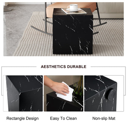 Marble Texture Cube Coffee Table, Black