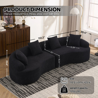 Curved 4 Seater Fabric Sofa, All-Foam Build
