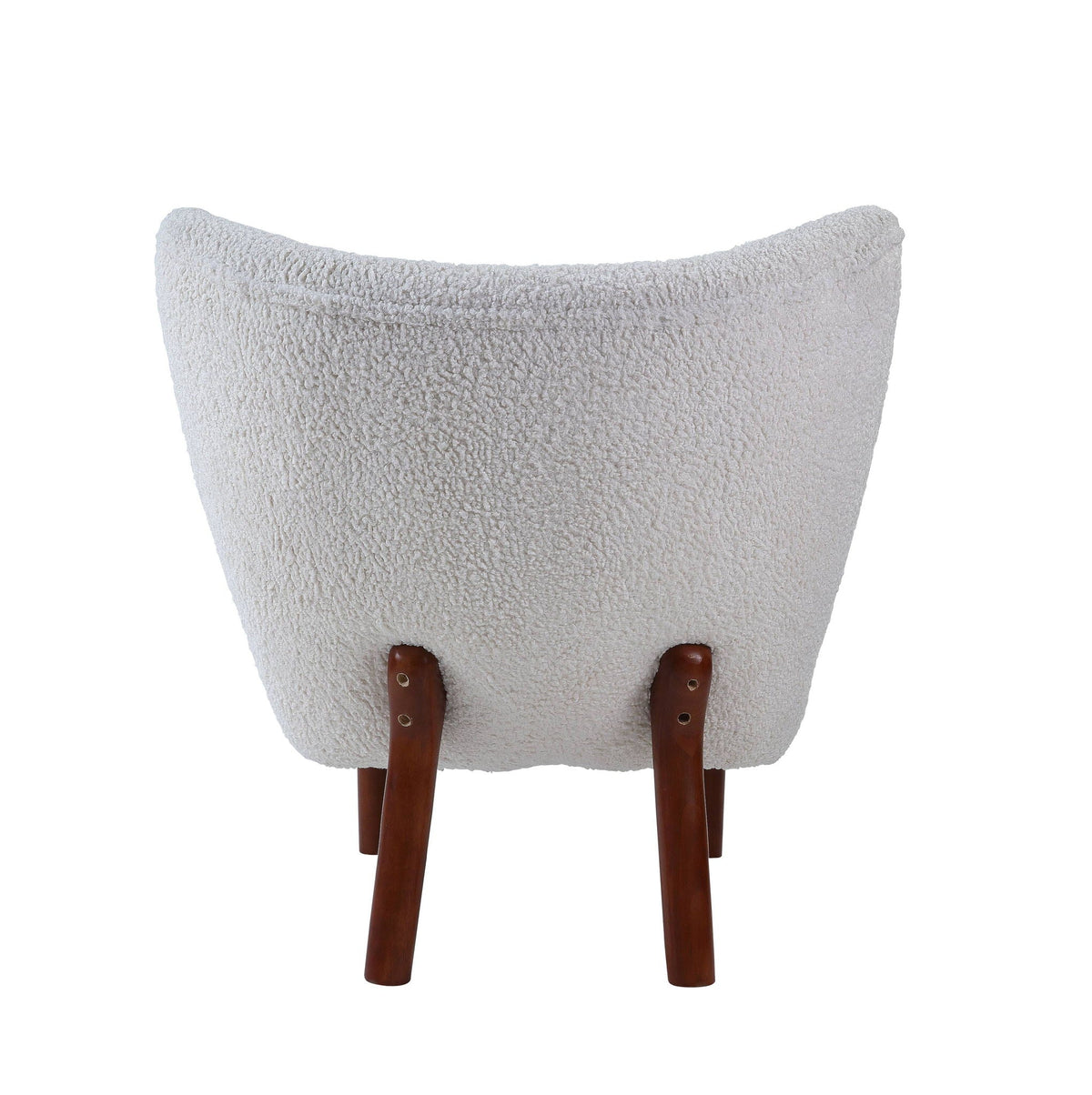 Close view of the sherpa upholstery on the accent chair