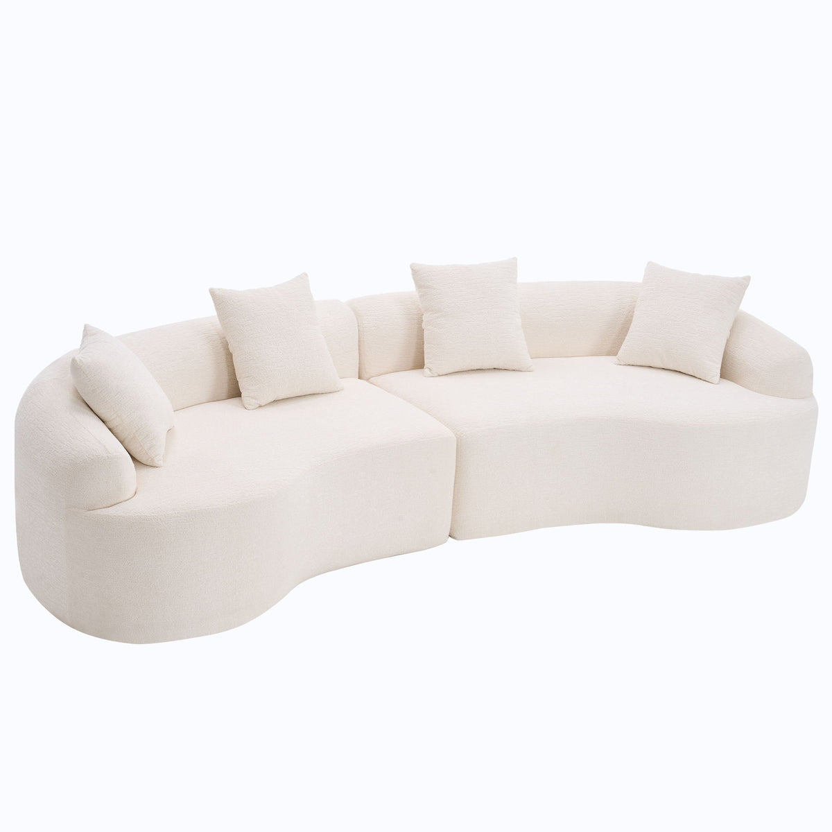 Curved 4-seater fabric sofa in a living room setting