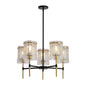 Five light glass chandelier hanging in a room setting