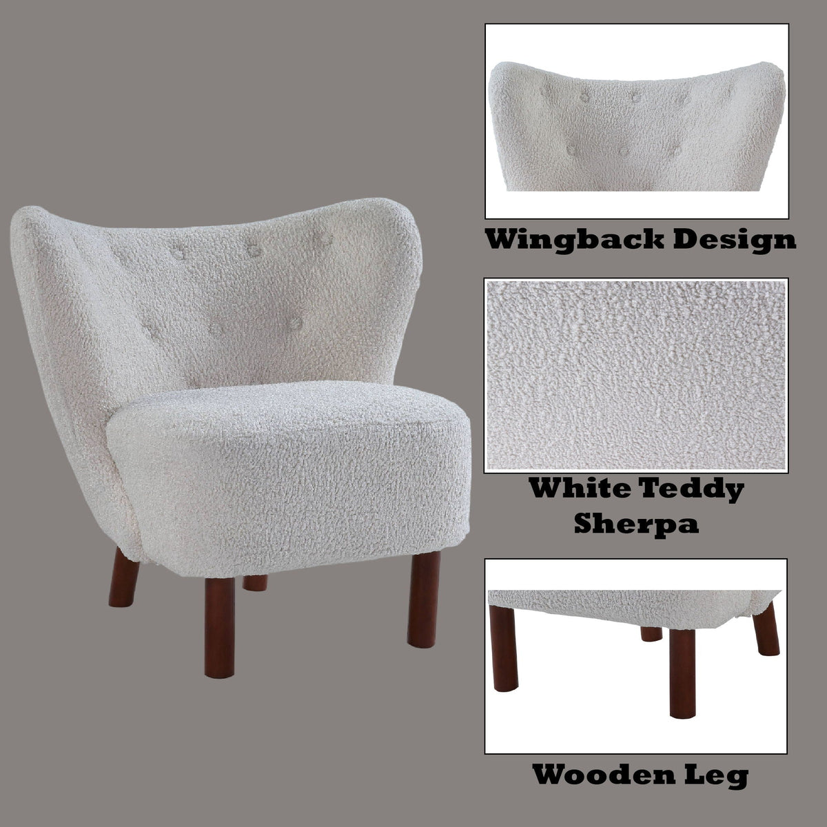 Teddy sherpa accent chair shown in a living room setting