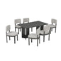 Rectangular dining table viewed from the side against a plain background