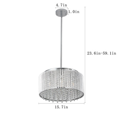 Round Crystal Chandelier, Chrome Frame