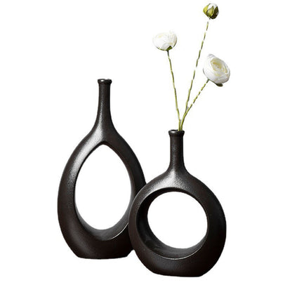 Ceramic Hydroponic Vase, Glazed Finish