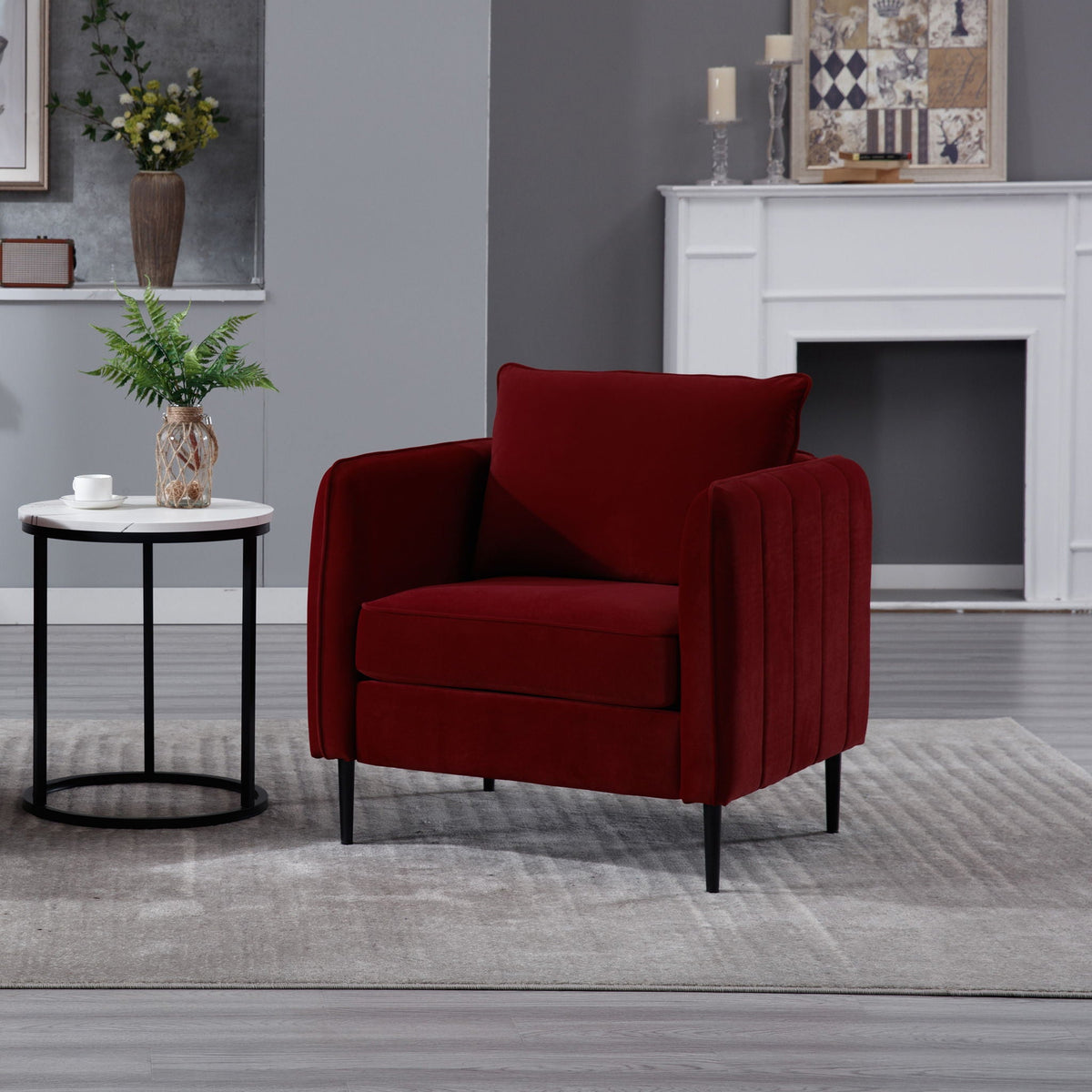 Mid-Century Accent Chair with Pillow