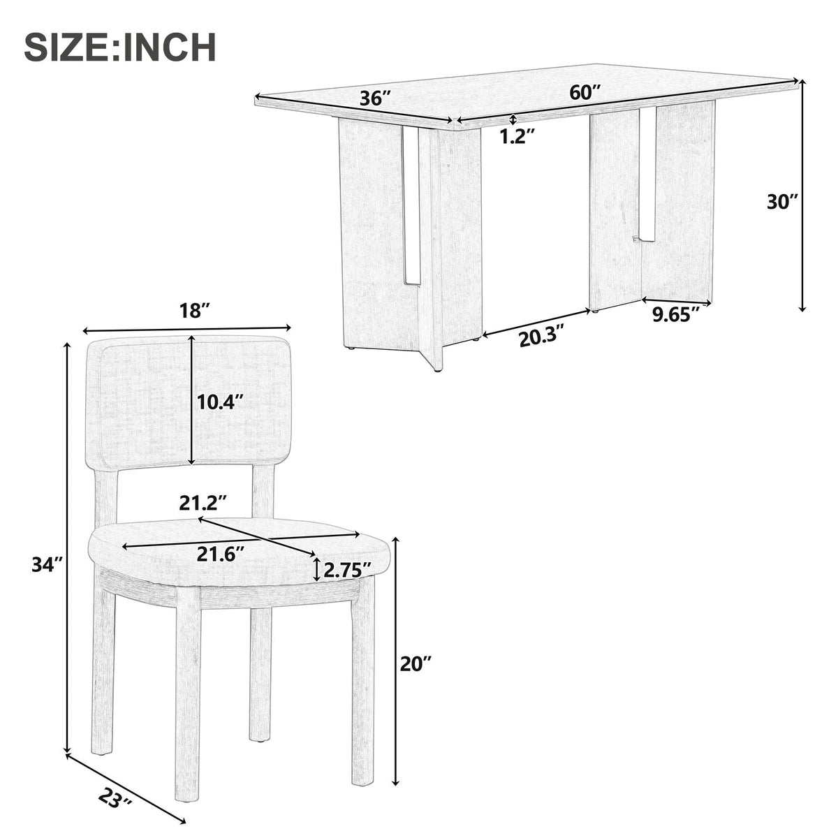 Upholstered dining chair seen from the back