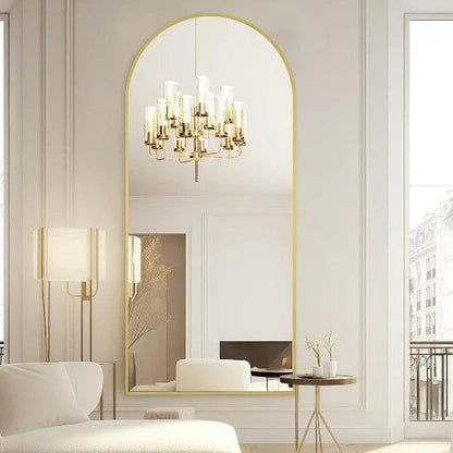 Arched Full Length Floor Mirror, Gold Frame