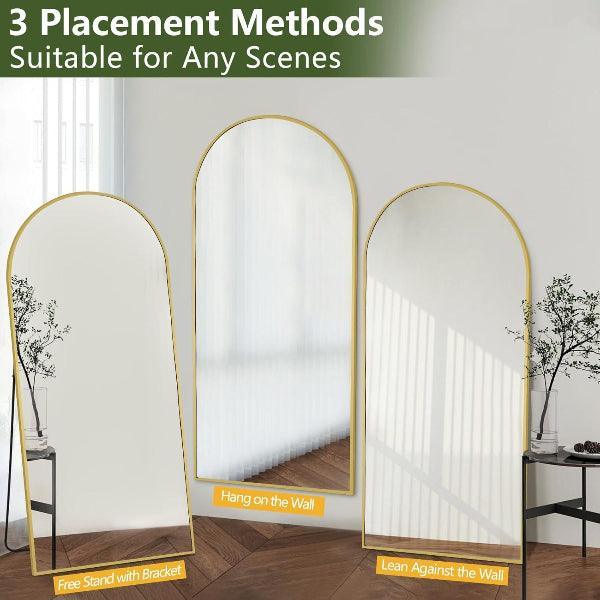Arched Full Length Floor Mirror, Gold Frame
