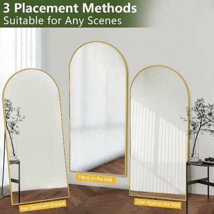 Arched Full Length Floor Mirror, Gold Frame