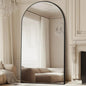 Oversized Arched Floor Mirror, Black Aluminum Frame