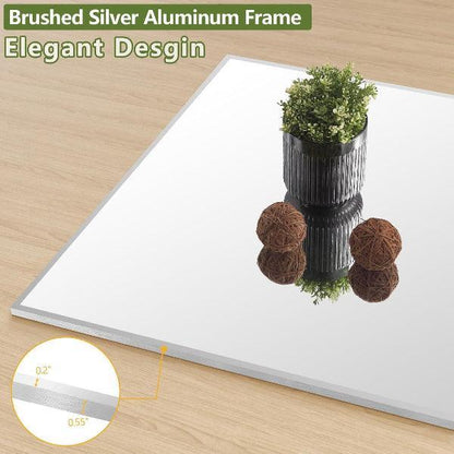 Oversized Rectangular Floor Mirror, Silver Frame