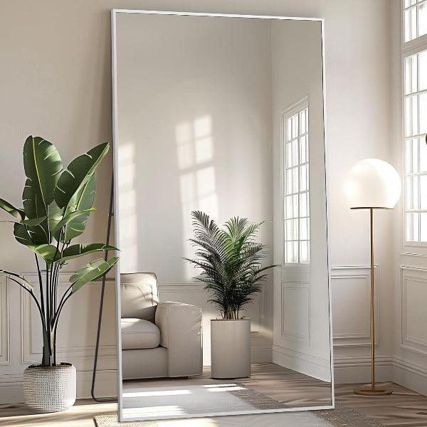 Close view of the thin polished silver aluminum frame