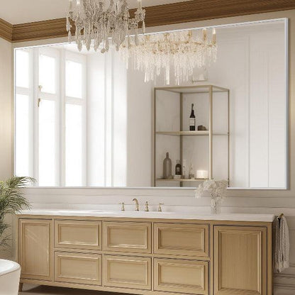 Oversized Rectangular Floor Mirror, Silver Frame