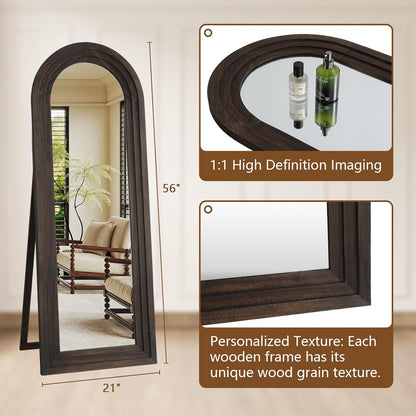Arched Solid Wood Full Length Mirror, 3 Sizes
