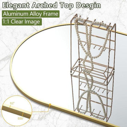 Close view of the thin polished gold aluminum frame