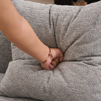 Curved 4 Seater Fabric Sofa, All-Foam Build