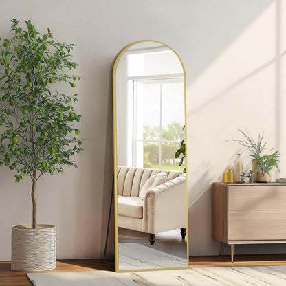 Oversized Arched Floor Mirror, Black Aluminum Frame