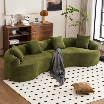 Curved 4 Seater Fabric Sofa, All-Foam Build