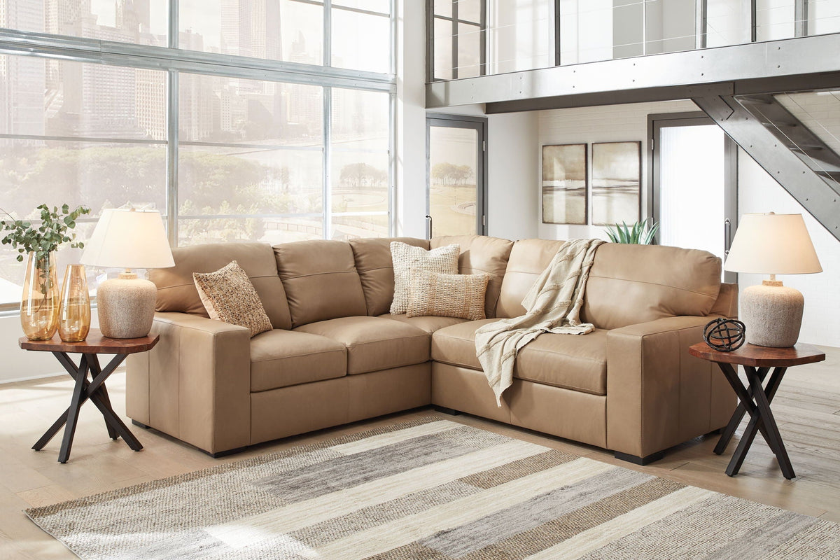 Leather Sectional Sofa with Ottoman, 3 Piece
