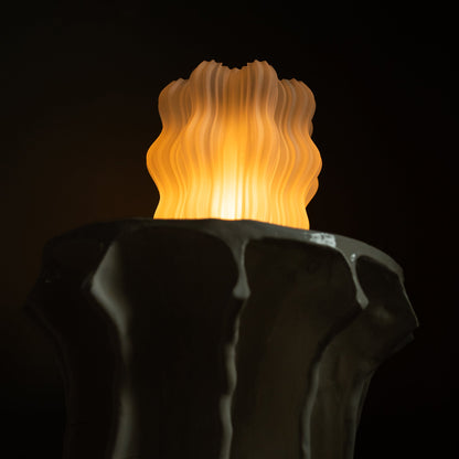 Detail of where the shade meets the base on the mini wavy lamp
