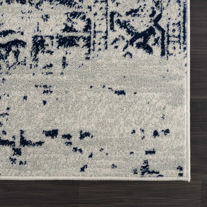 Vintage Pattern Area Rug, Navy and Gray