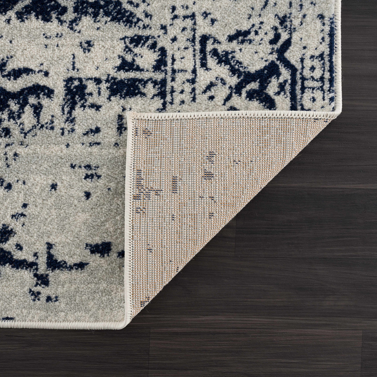 Vintage Pattern Area Rug, Navy and Gray