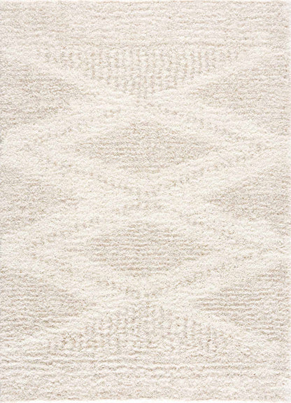 Close view of the deep shag pile and cream tones