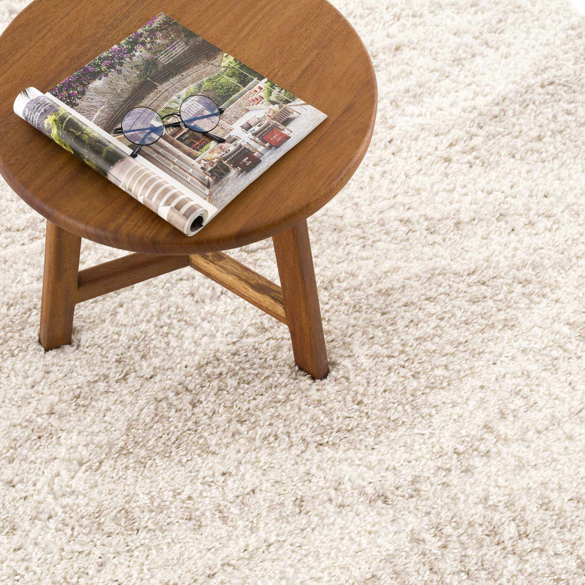 Plush Shag Area Rug, Light Beige in 11 Sizes