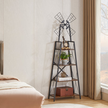 Detail of the metal frame on the narrow bookshelf