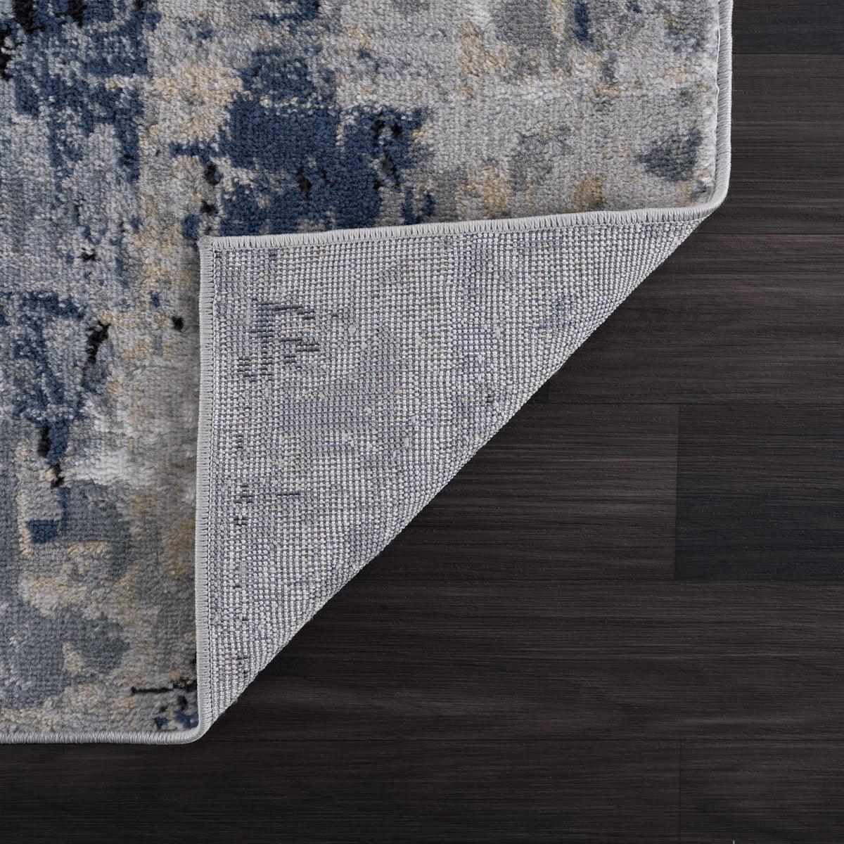 Abstract Area Rug, Blue, Gray and Ivory