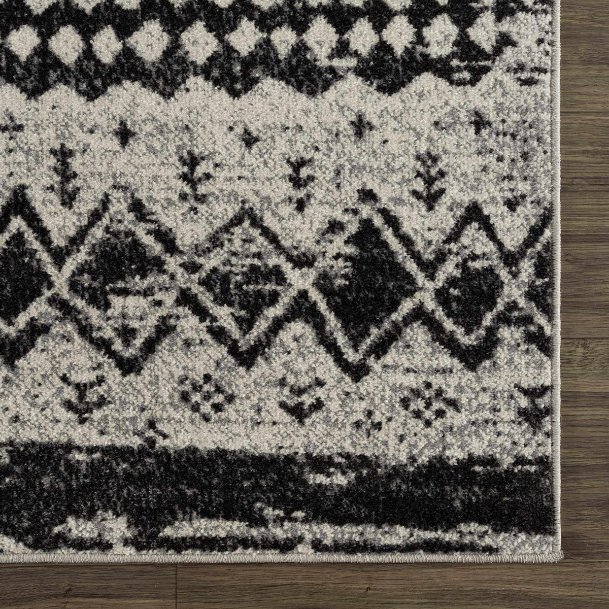 Machine Washable Area Rug, Black and Gray