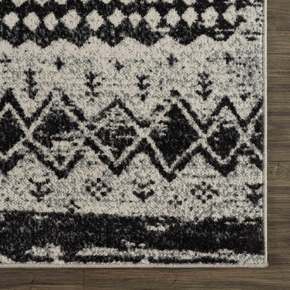 Machine Washable Area Rug, Black and Gray